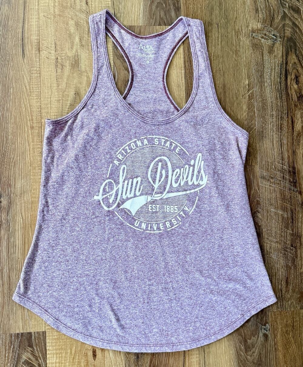 Arizona State Sun Devils Women’s Large Maroon White Racerback Tank Top,EUC